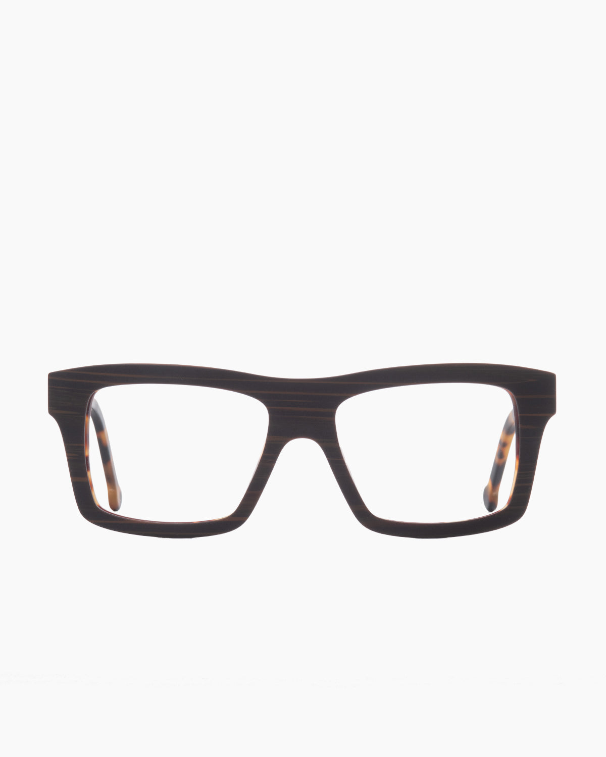 brown plastic rectangle eyeglasses by Marie-Sophie Dion model HeraldSp, front view, lunettes de vue brun rectangle