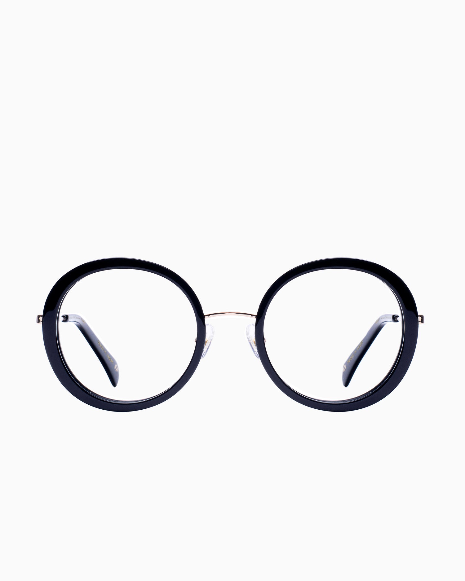 black metal round eyeglasses by William Morris model Phoebe, front view, lunettes de vue Noir rond