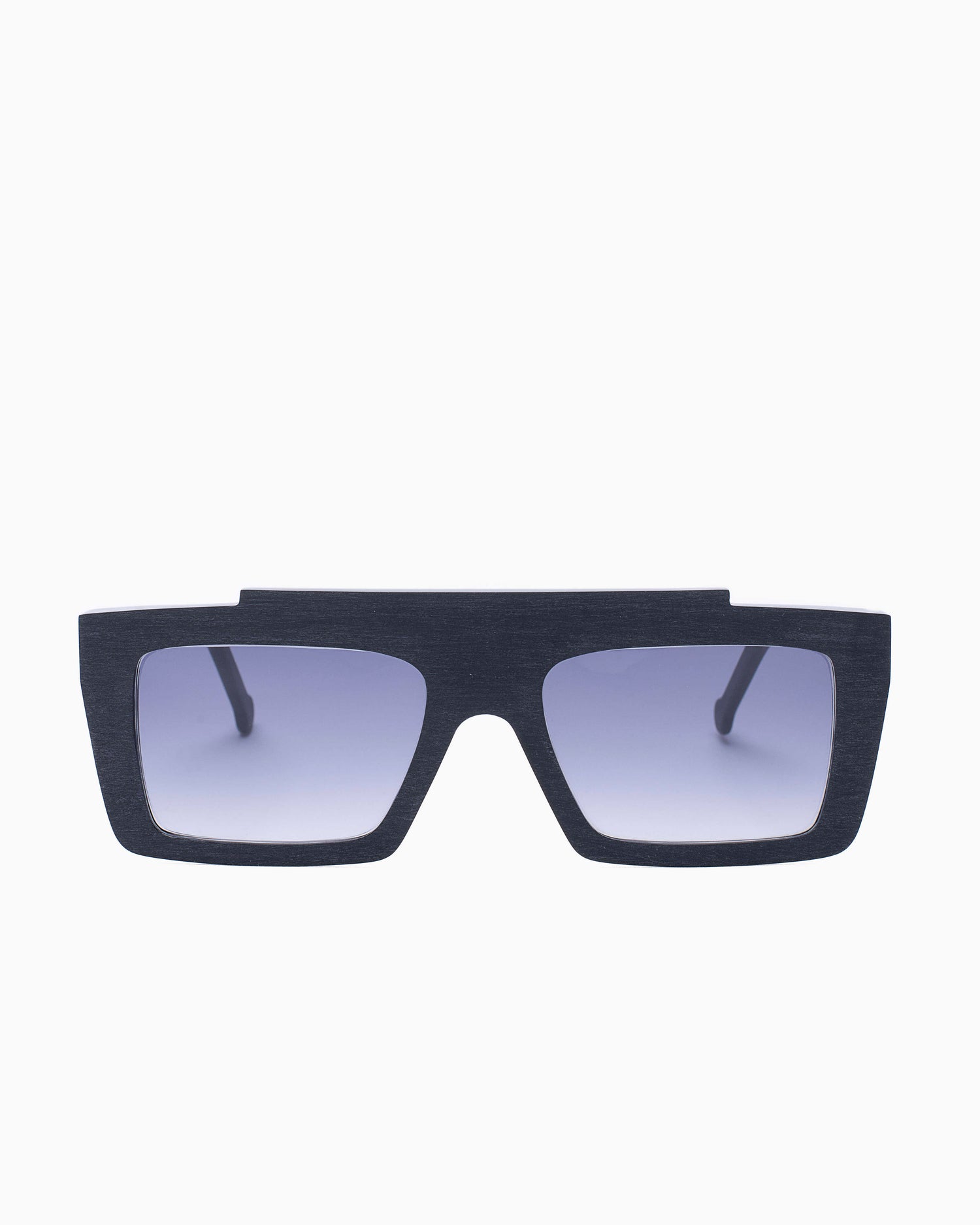 black plastic rectangle  sunglassesby Marie-Sophie Dion model DiCaprioS, front view, lunettes de vue Noir rectangle