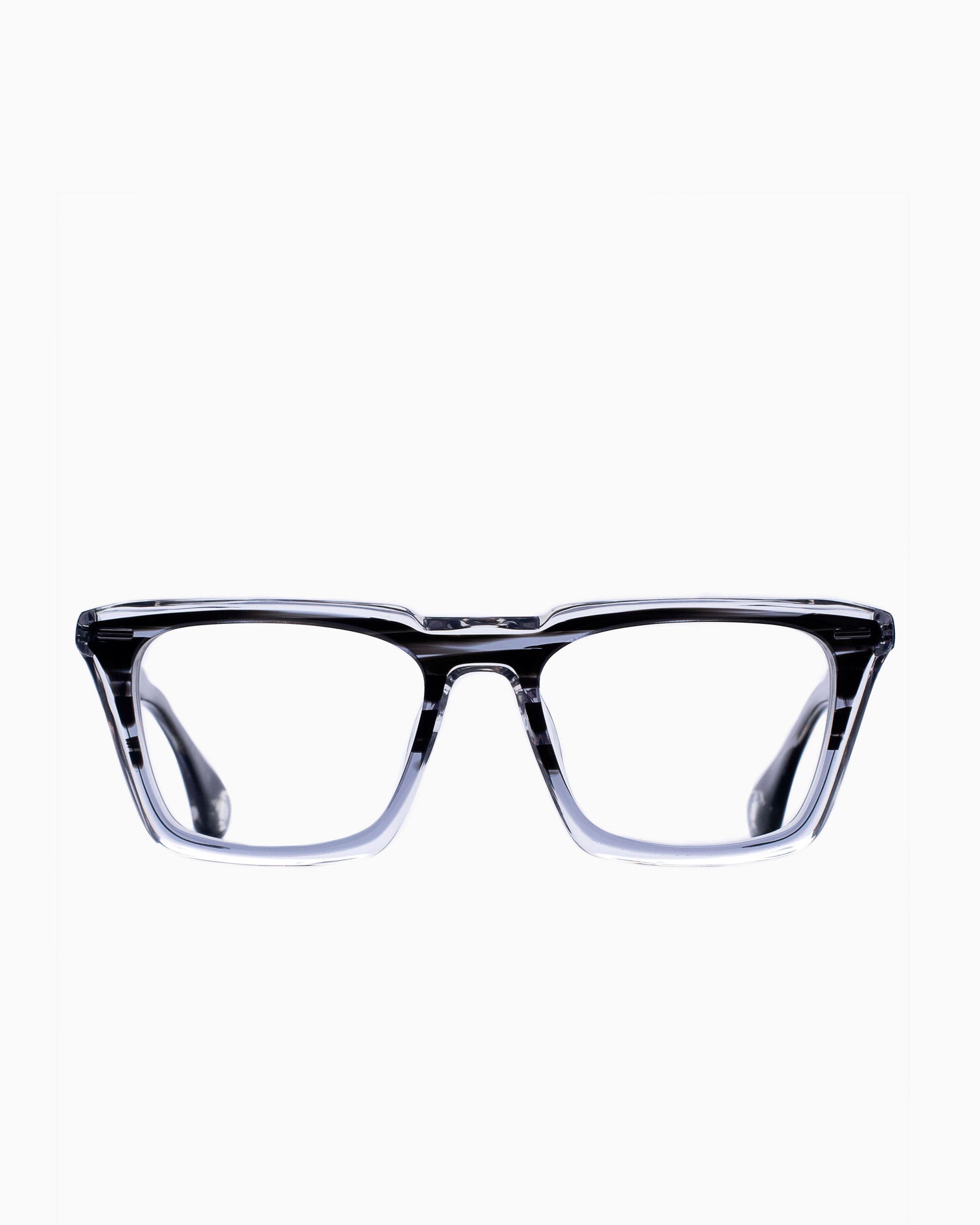 grey plastic rectangle eyeglasses by Blake Kuwahara model Neff, front view, lunettes de vue Gris rectangle