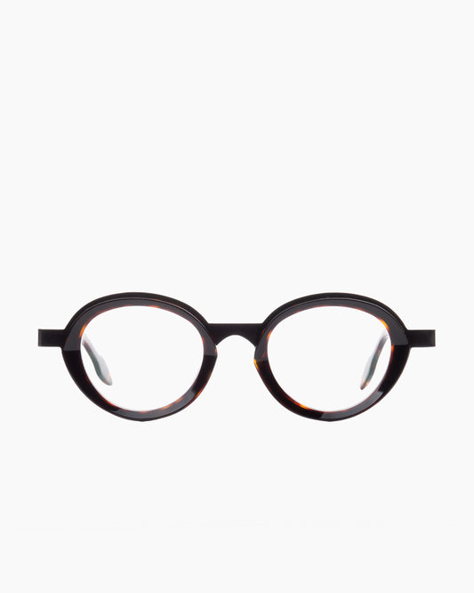 brown plastic oval eyeglasses by Theo model apple, front view, lunettes de vue ovale couleur brun