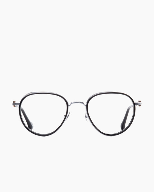 silver metal aviator eyeglasses by Yohji Yamamoto model Look023, front view, lunettes de vue aviateur couleur argent