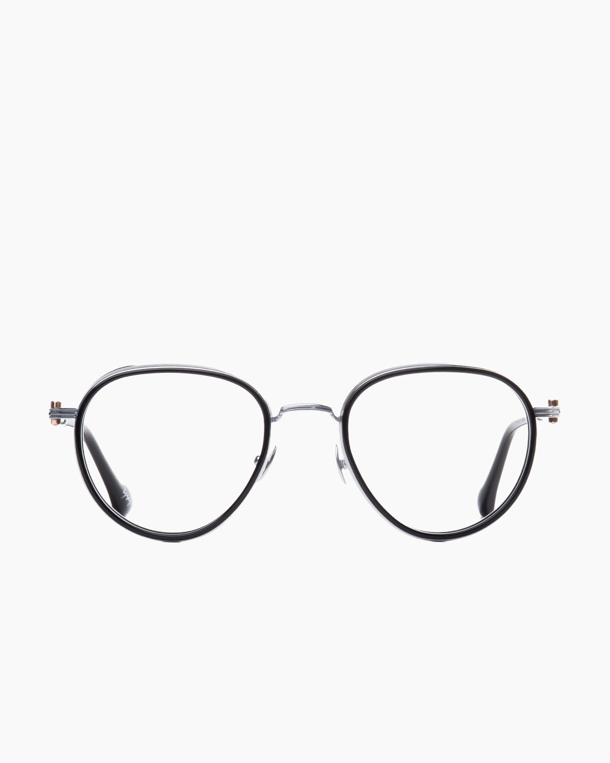 silver metal aviator eyeglasses by Yohji Yamamoto model Look023, front view, lunettes de vue argent aviateur