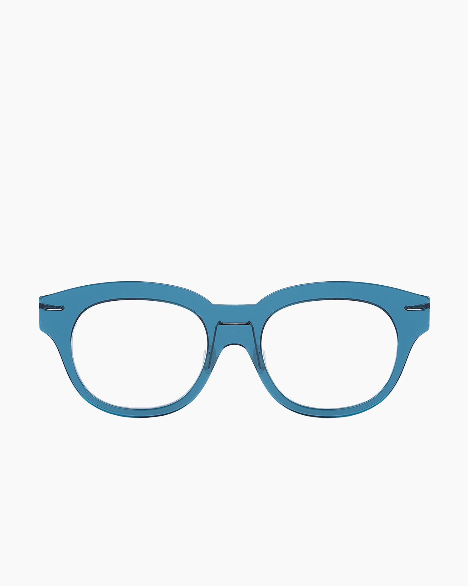 blue plastic oval eyeglasses by Monogram Marie-Sophie Dion model Belanger, front view, lunettes de vue Bleu ovale