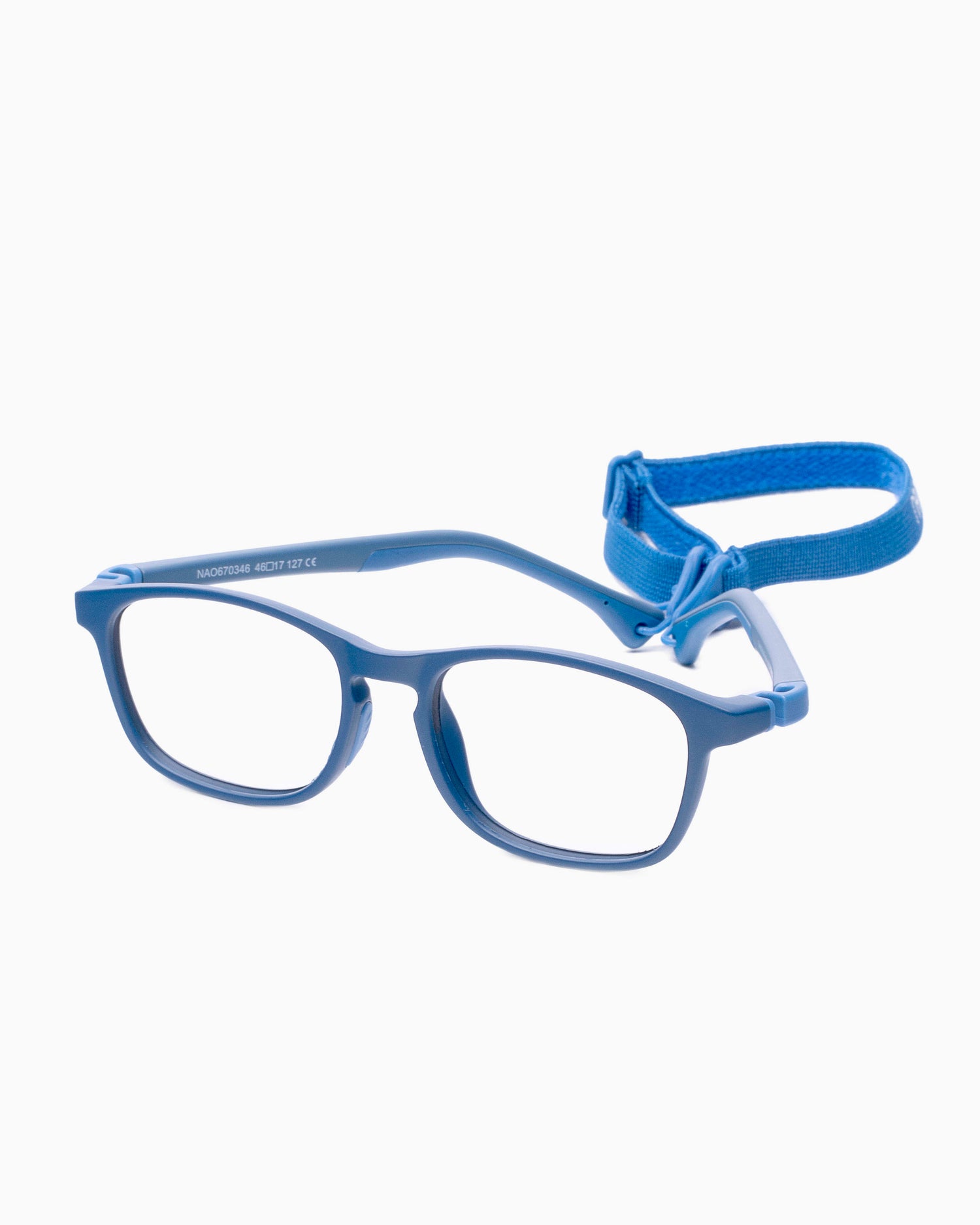 blue plastic rectangle eyeglasses by Nanovista Kids model POWERUP, front view, lunettes de vue rectangle couleur Bleu