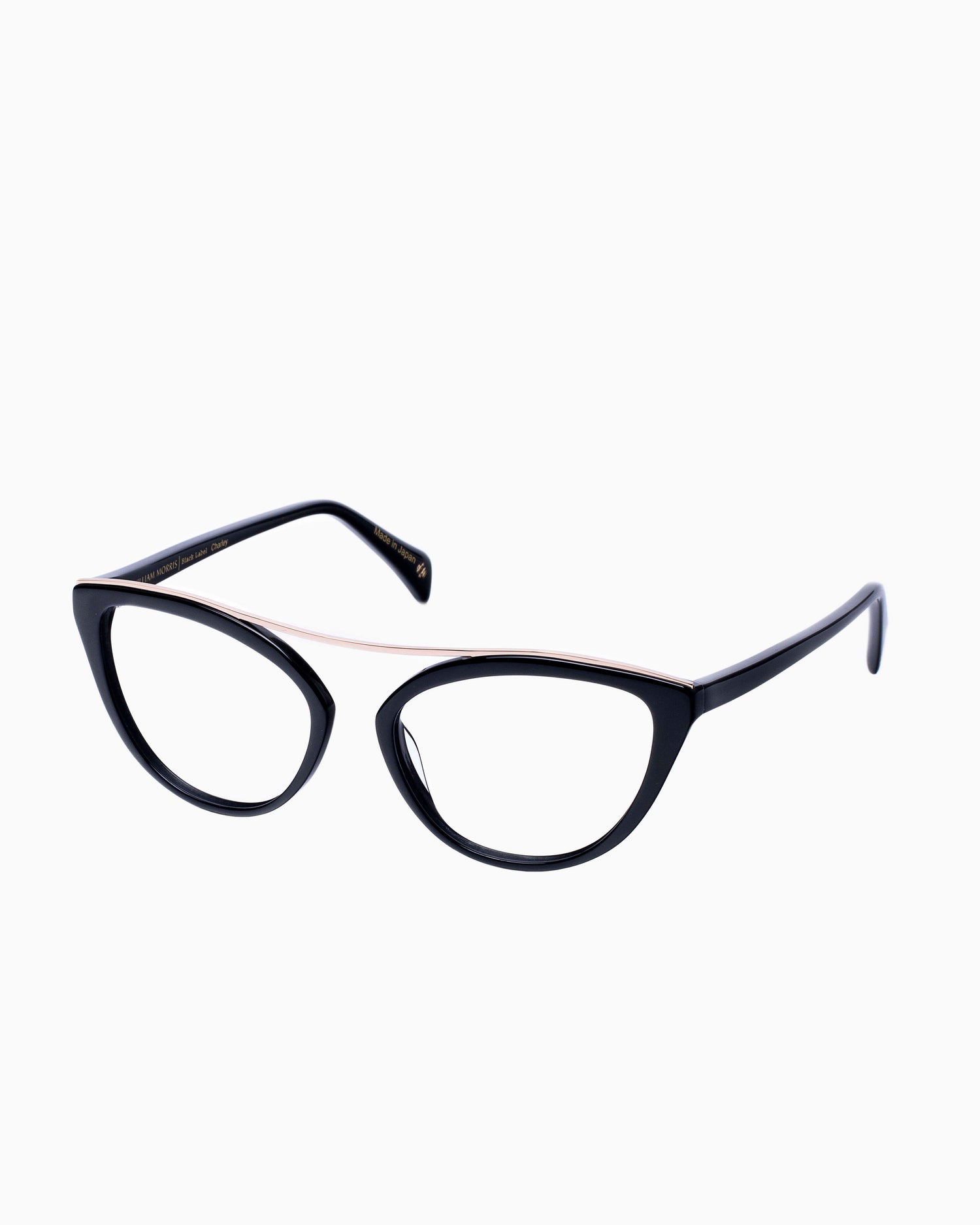 black plastic cat eyeglasses by William Morris model Charley, front view, lunettes de vue  couleur Noir