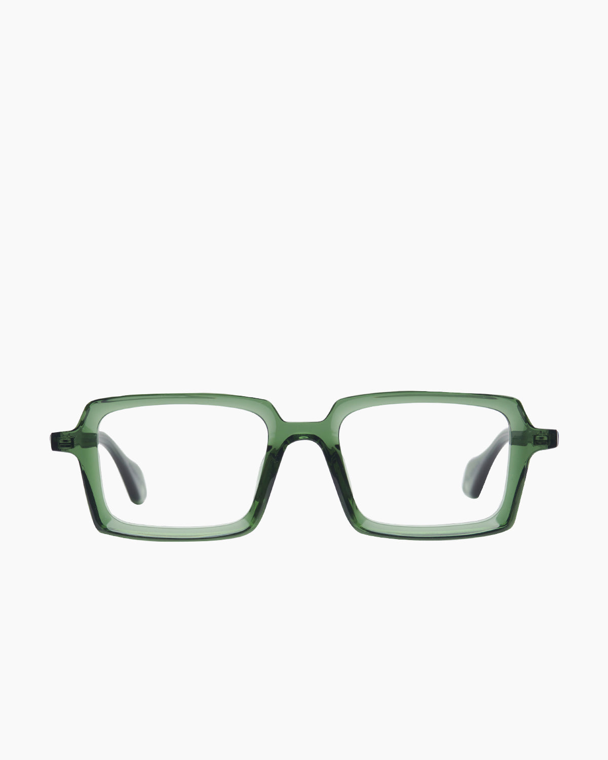 green plastic rectangle eyeglasses by Theo model Mille+86, front view, lunettes de vue Vert rectangle