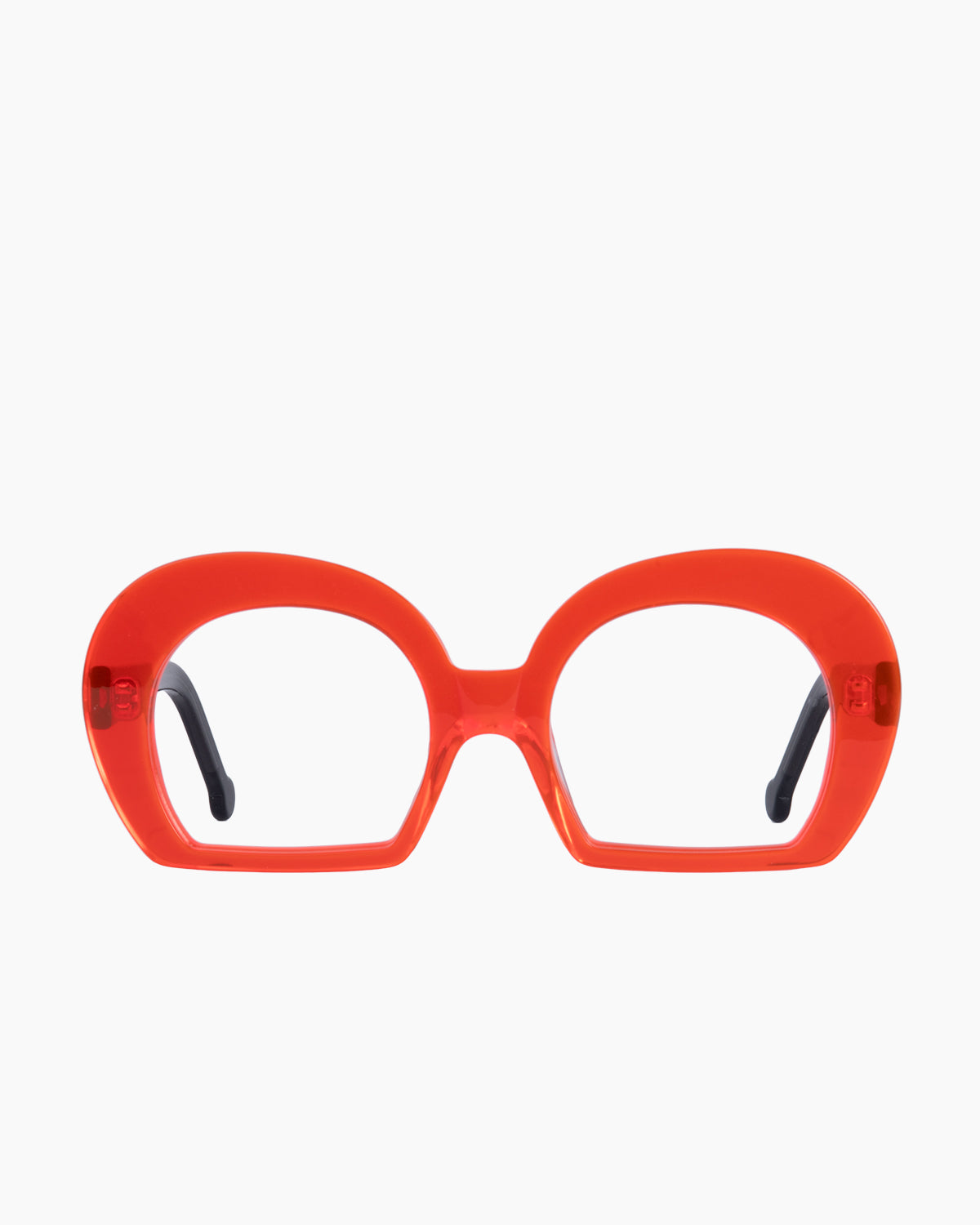 orange plastic oval eyeglasses by Marie-Sophie Dion model Distasio, front view, lunettes de vue Orange ovale