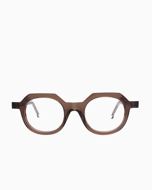brown plastic round eyeglasses by Marie-Sophie Dion model Larouche4.0, front view, lunettes de vue rond couleur Brun
