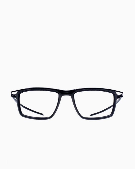black metal rectangle eyeglasses by Parasite model Data1, front view, lunettes de vue rectangle couleur Noir