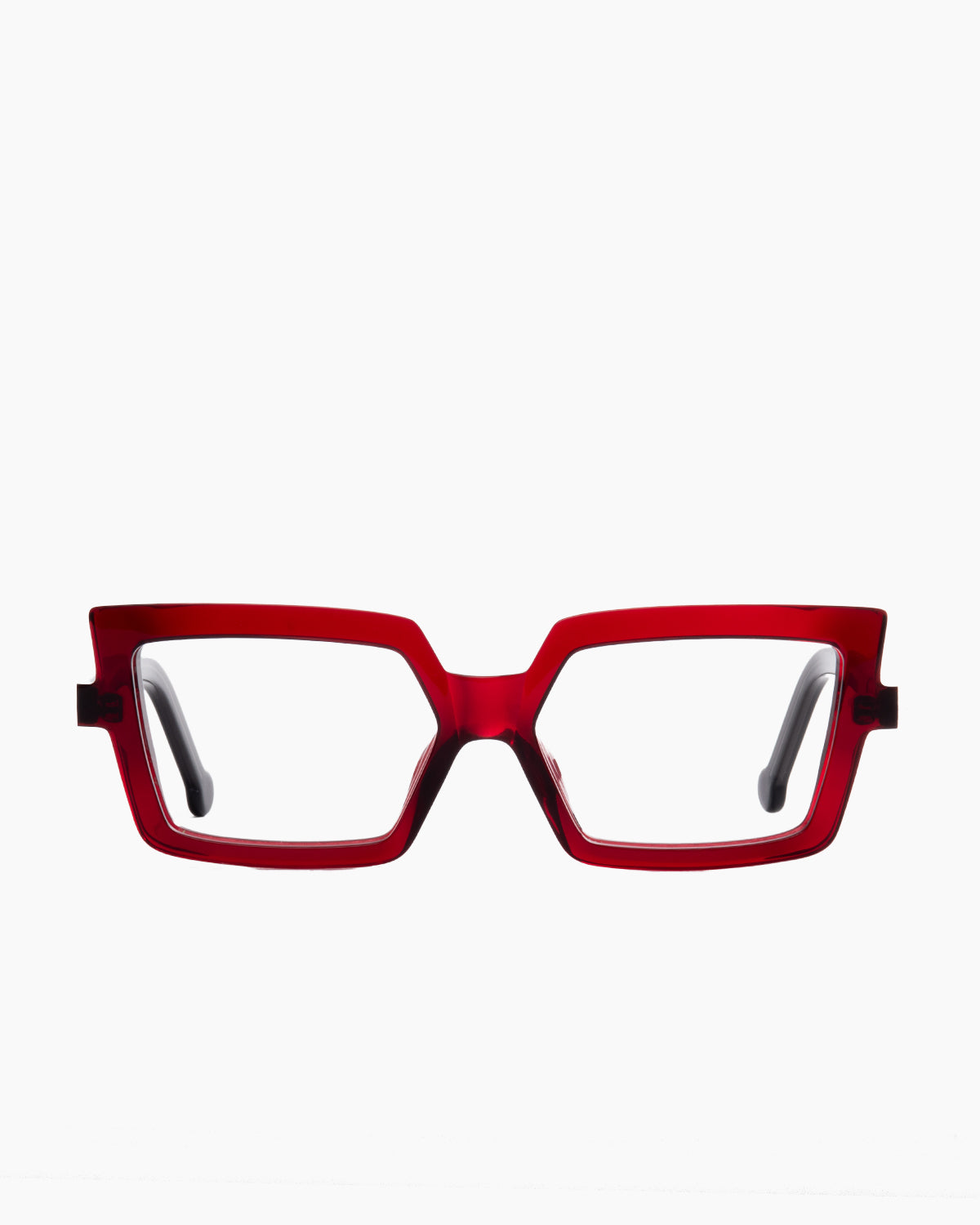 burgundy plastic cat eyeglasses by Marie-Sophie Dion model Daniel, front view, lunettes de vue chat couleur bourgogne