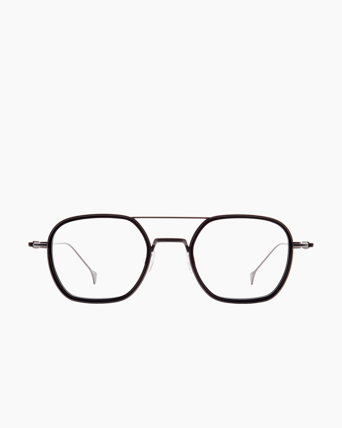 black metal aviator eyeglasses by Anne et Valentin model bataille, front view, lunettes de vue aviateur couleur noir
    >
  </div>
  <button class=