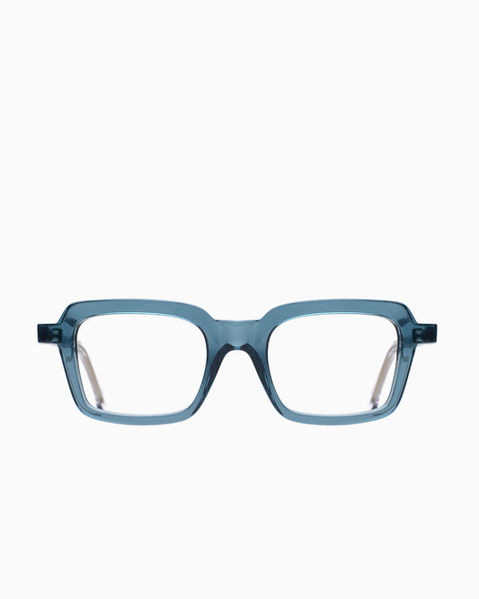 blue plastic rectangle eyeglasses by Marie-Sophie Dion model Duval, front view, lunettes de vue rectangle couleur Bleu