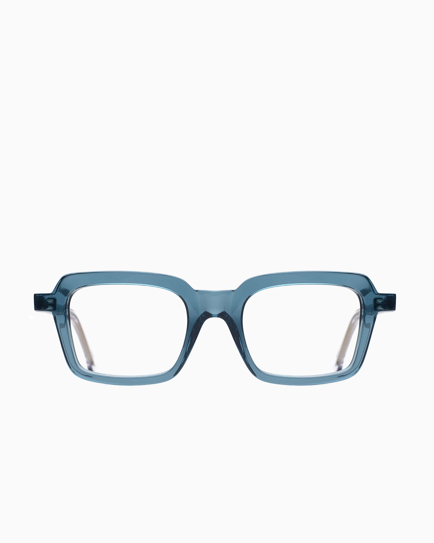 blue plastic rectangle eyeglasses by Marie-Sophie Dion model Duval, front view, lunettes de vue rectangle couleur Bleu
