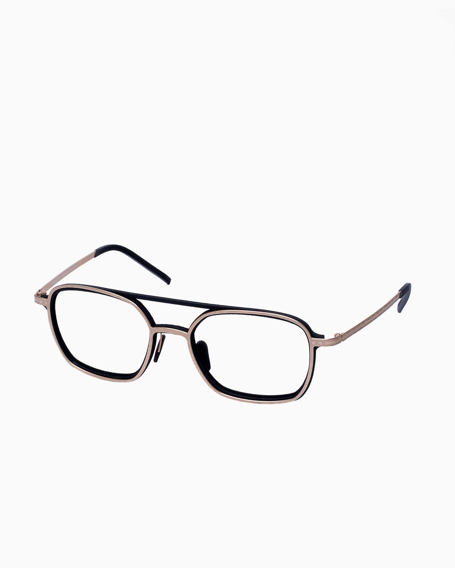 gold metal aviator eyeglasses by Parasite model Avenir1, front view, lunettes de vue or aviateur