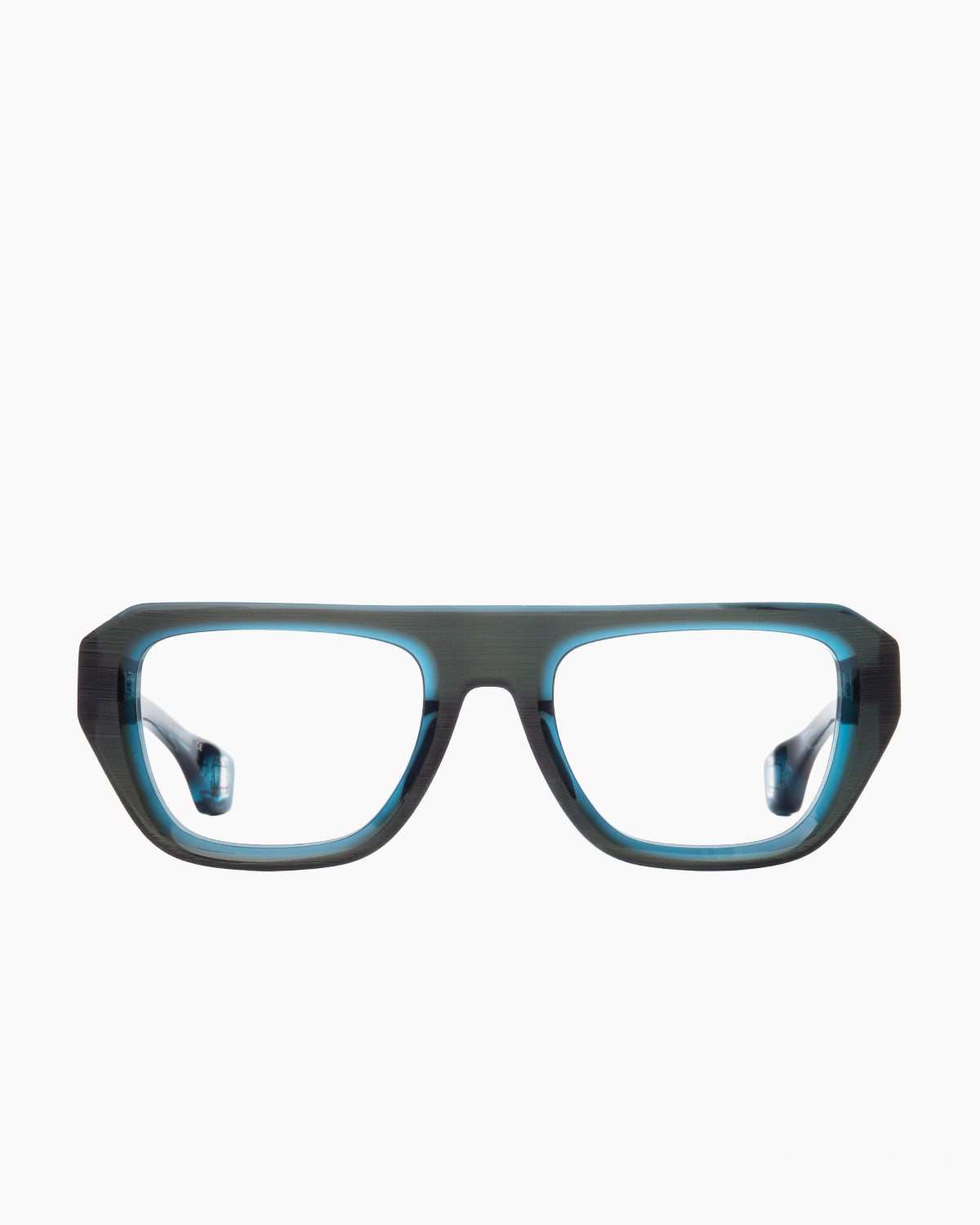 green plastic rectangle eyeglasses by Blake Kuwahara model BK1033, front view, lunettes de vue rectangle couleur vert