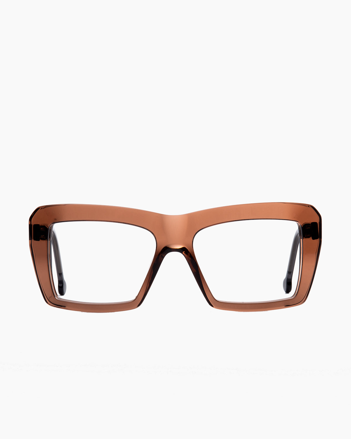 brown plastic rectangle eyeglasses by Marie-Sophie Dion model Forest, front view, lunettes de vue rectangle couleur brun