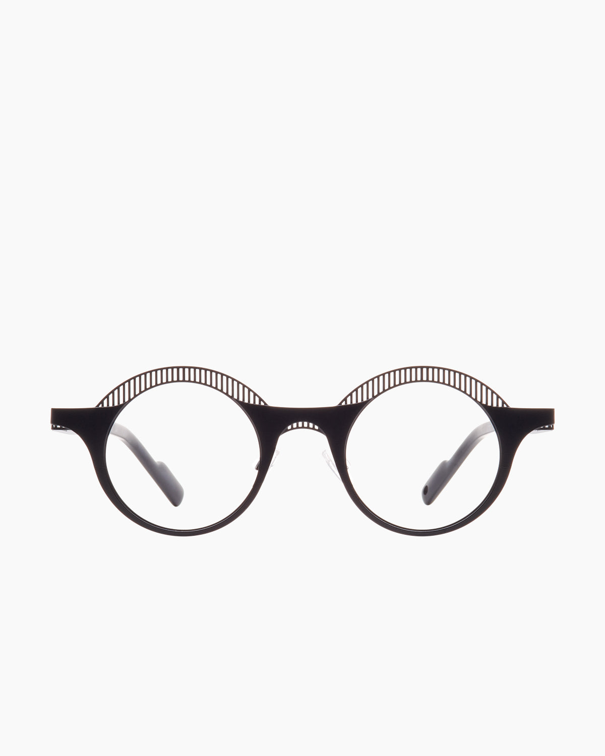 brown metal round eyeglasses by Theo model , front view, lunettes de vue brun rond