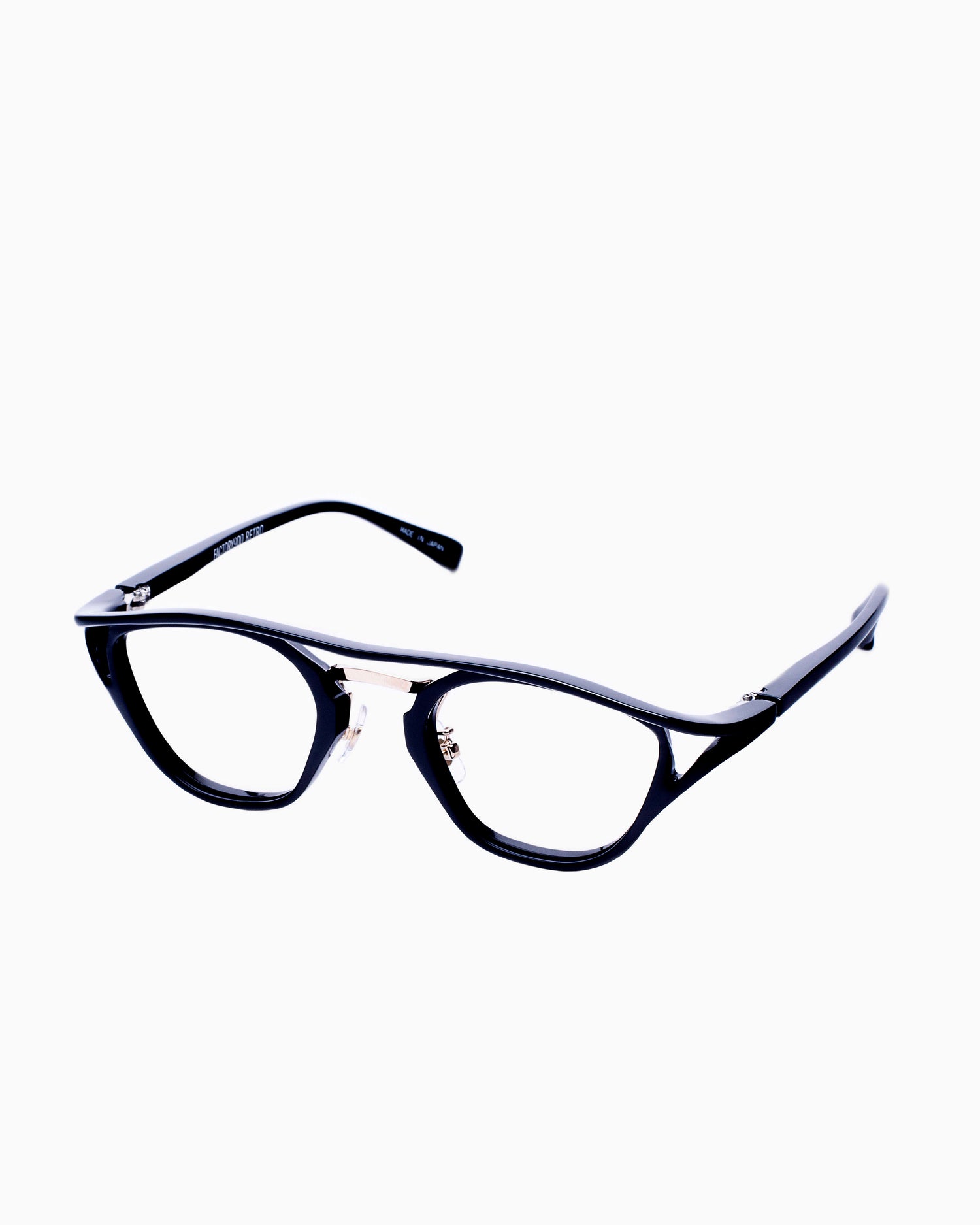 black plastic aviator eyeglasses by Factory 900 model RF101, front view, lunettes de vue aviateur couleur Noir
