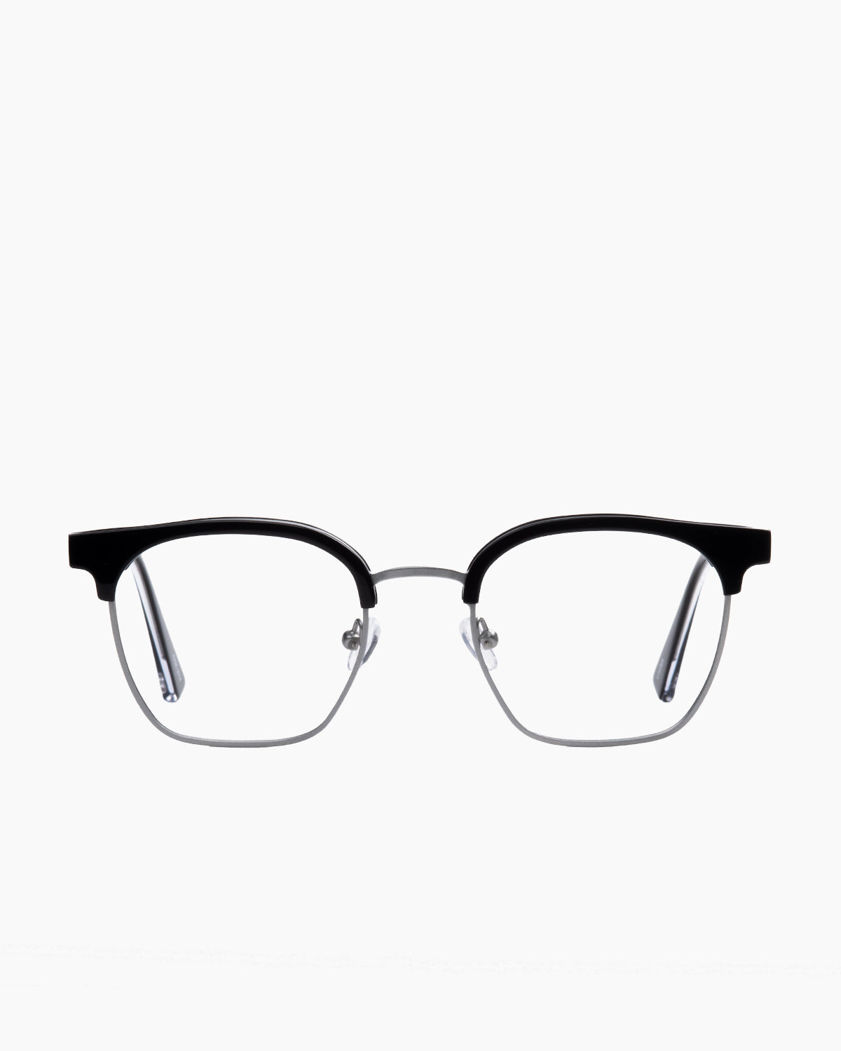 black metal rectangle eyeglasses by Evolve model , front view, lunettes de vue noir rectangle