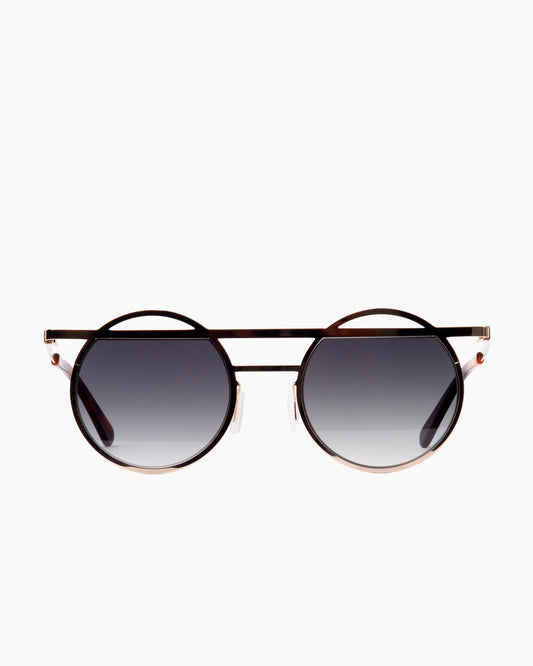 gold metal round  sunglassesby Gamine model NorrebroS, front view, lunettes de vue rond couleur or