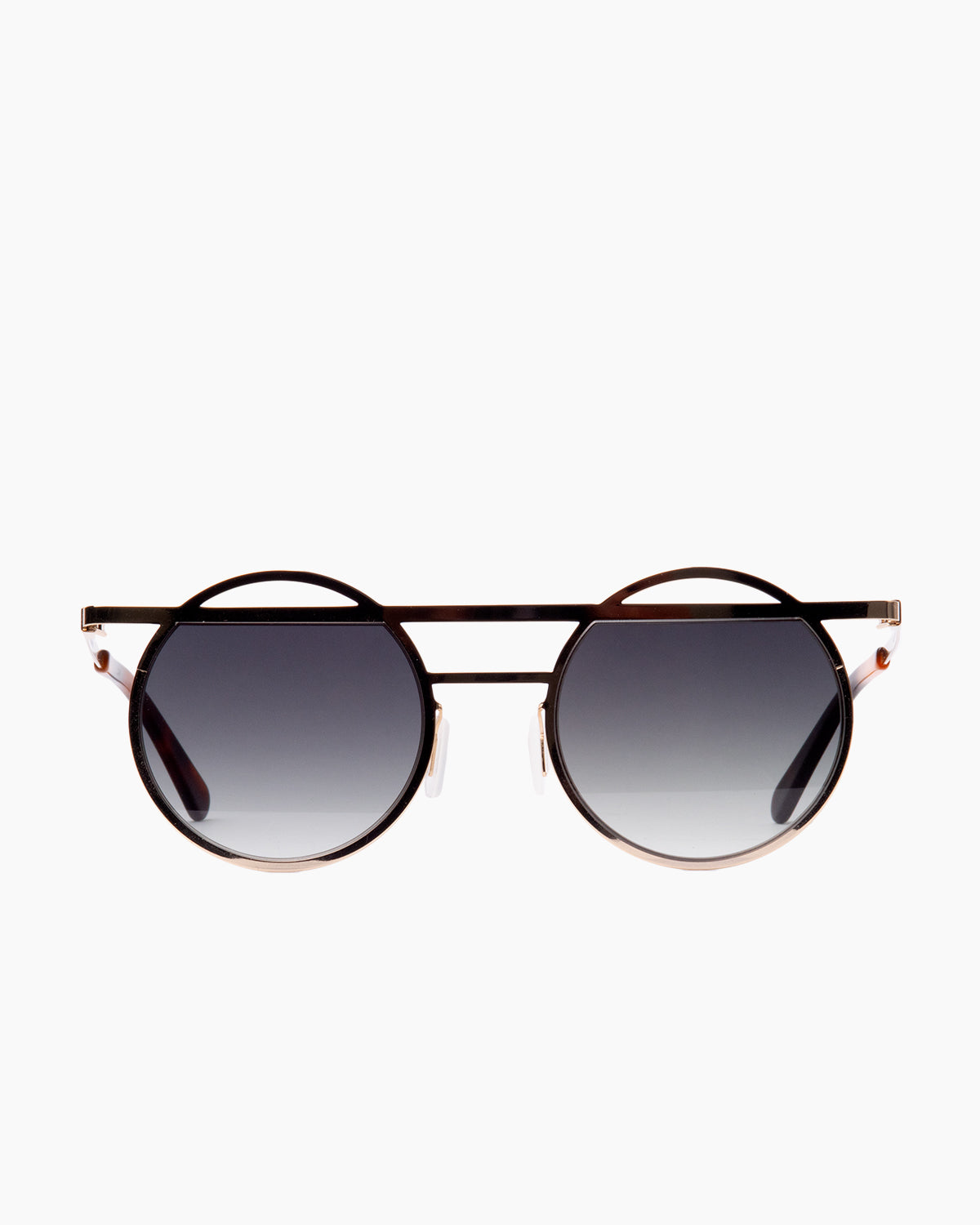 gold metal round  sunglassesby Gamine model NorrebroS, front view, lunettes de vue rond couleur or