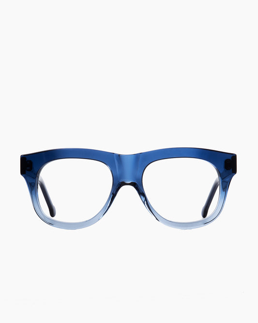 blue plastic aviator eyeglasses by Marie-Sophie Dion model Redford, front view, lunettes de vue aviateur couleur bleu