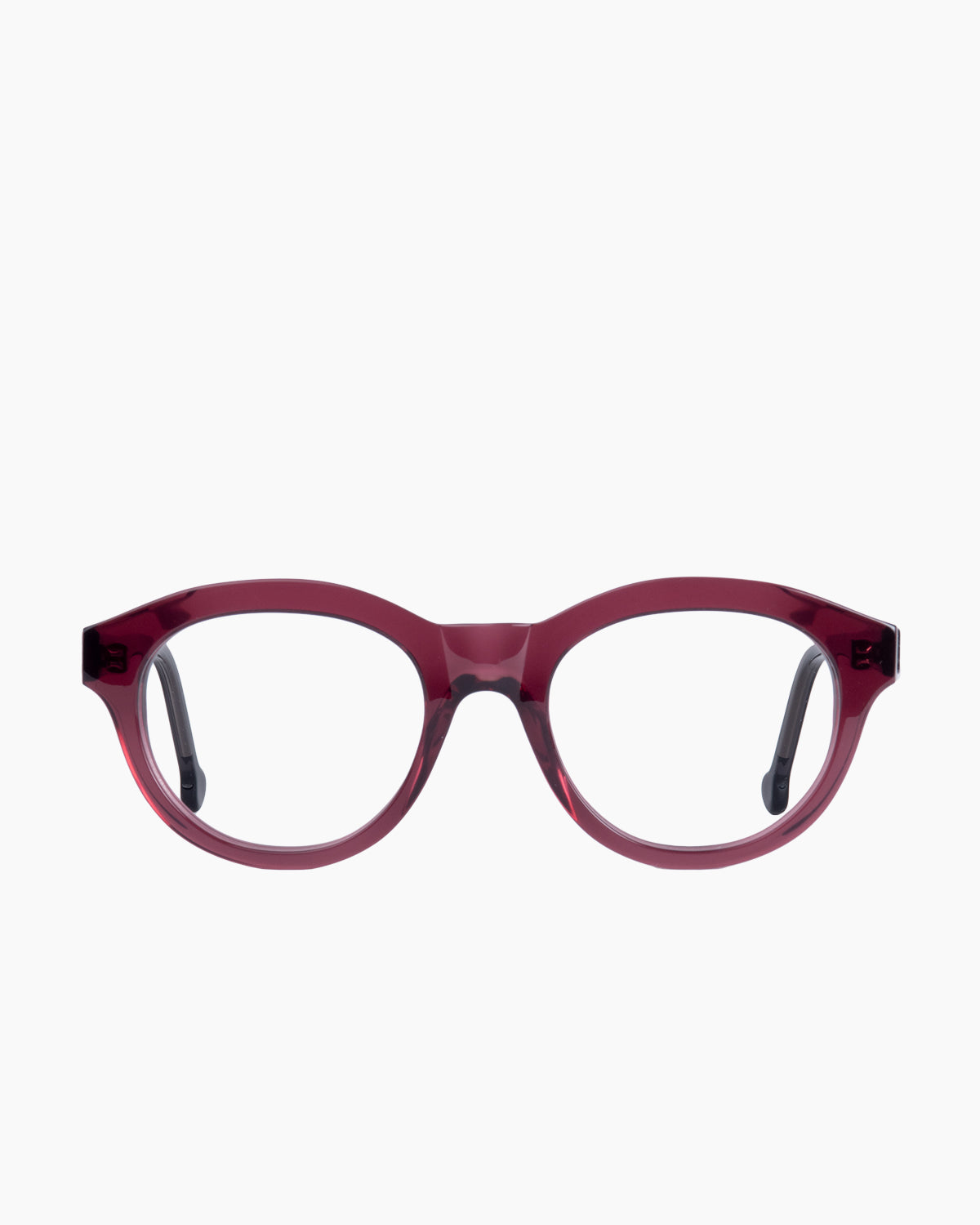 purple plastic oval eyeglasses by Marie-Sophie Dion model Claus, front view, lunettes de vue  couleur violet