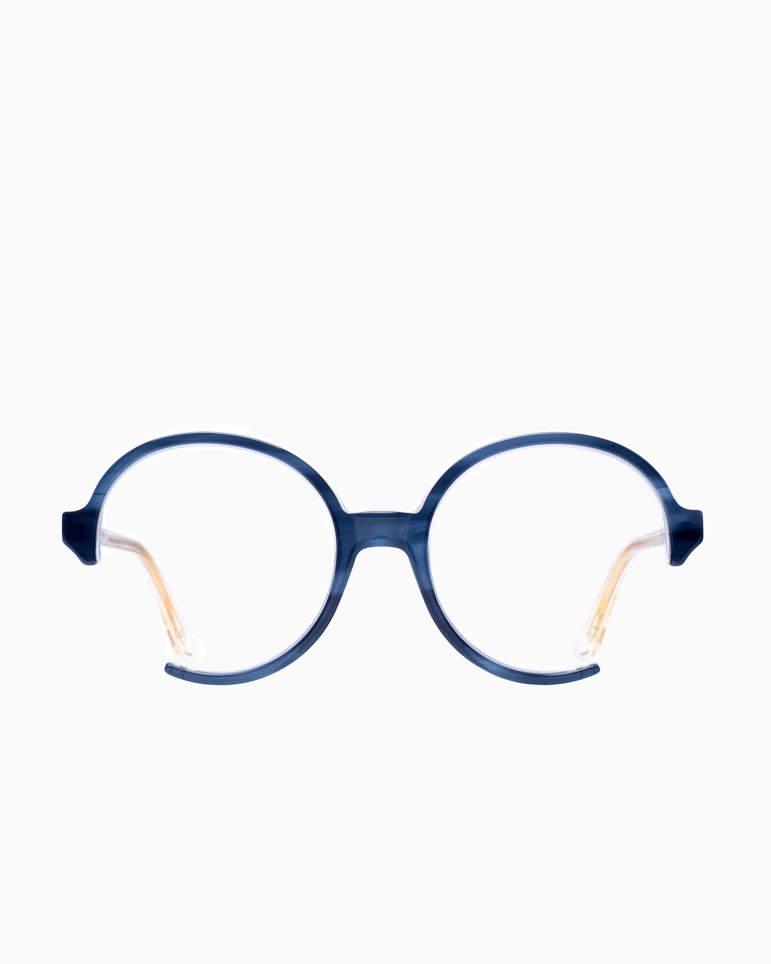 blue plastic round eyeglasses by Emmanuelle Khanh model 1312, front view, lunettes de vue Bleu rond