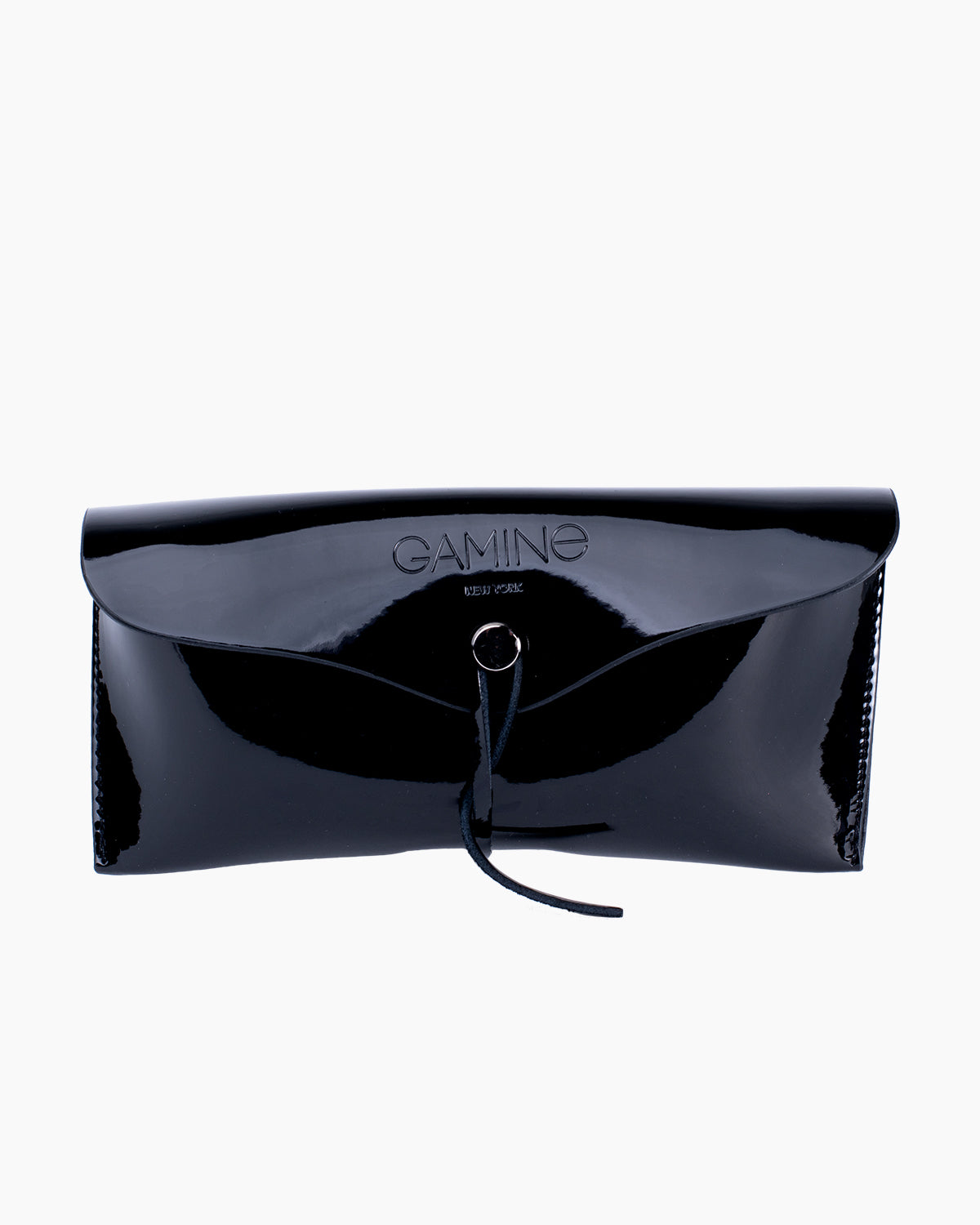 black metal hexagon eyeglasses by Gamine model PINHEIROS, front view, lunettes de vue hexagone couleur noir