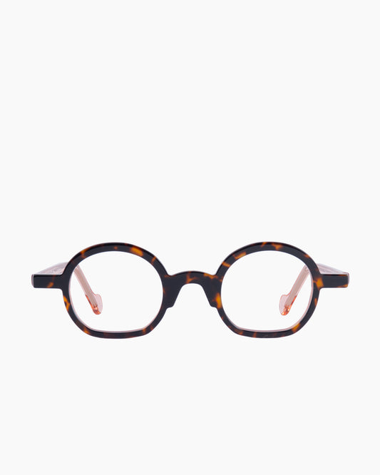 tortoise plastic oval eyeglasses by Anne et Valentin model ARIGATO, front view, lunettes de vue ovale couleur Écaille de tortue
