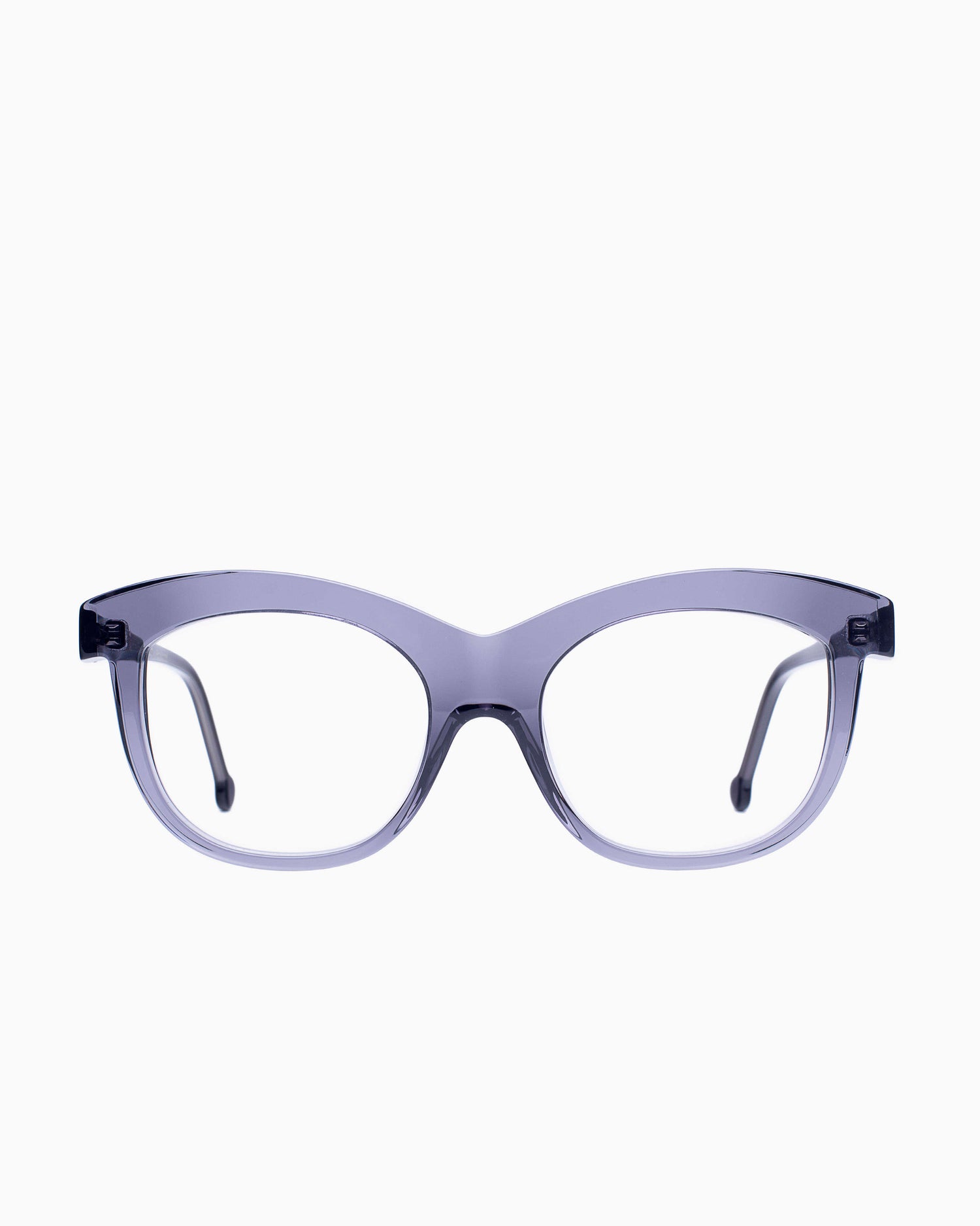 grey plastic butterfly eyeglasses by Marie-Sophie Dion model Elmir, front view, lunettes de vue papillon couleur Gris