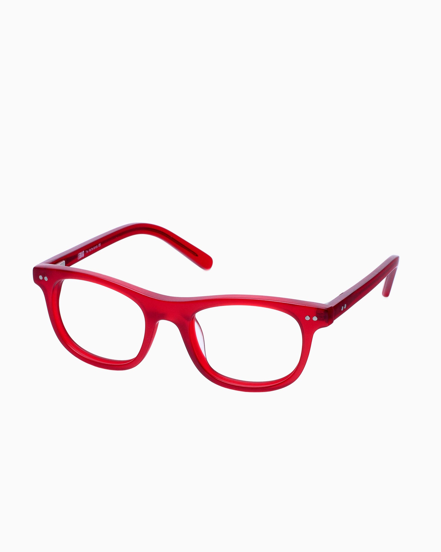 red plastic rectangle eyeglasses by BBig model 219, front view, lunettes de vue Rouge rectangle