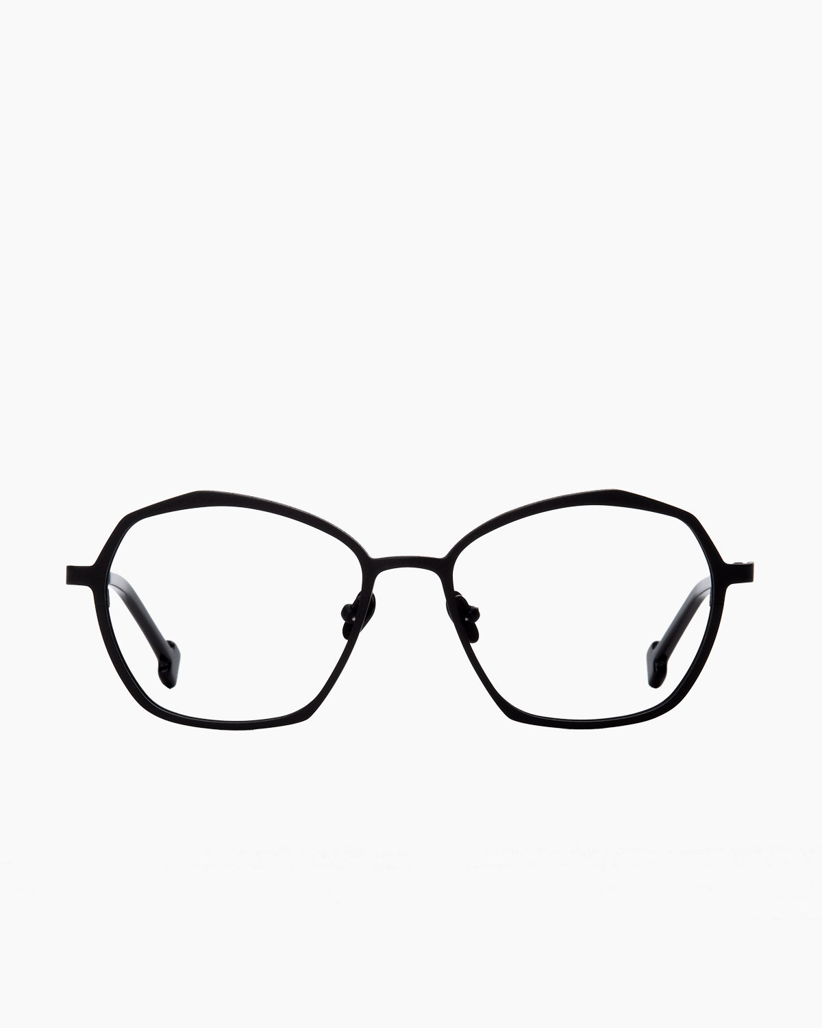 gold metal butterfly eyeglasses by Spectacleeyeworks model Paris, front view, lunettes de vue noir papillon