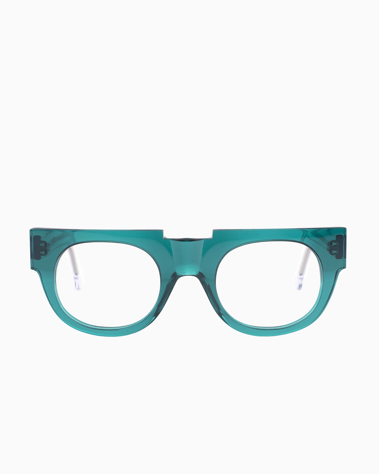 green plastic oval eyeglasses by Marie-Sophie Dion model Verne, front view, lunettes de vue Vert ovale