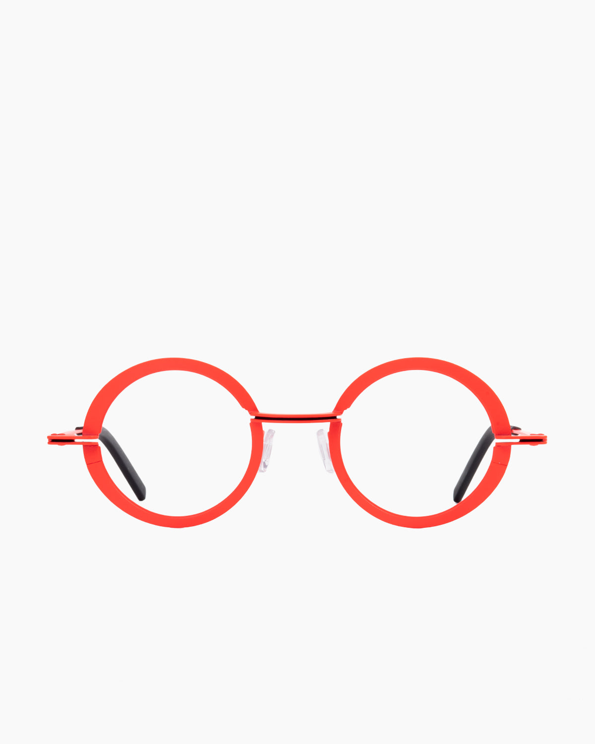 orange metal round eyeglasses by Theo model crunchy, front view, lunettes de vue orange rond