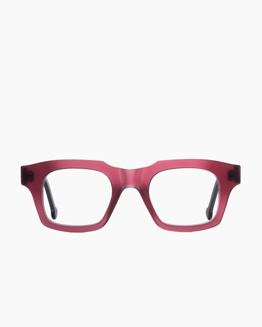 purple plastic rectangle eyeglasses by Marie-Sophie Dion model DiMaria, front view, lunettes de vue rectangle couleur violet