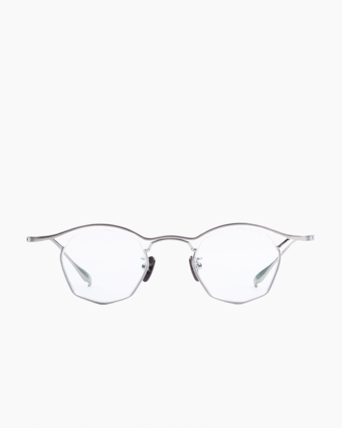 silver metal octogon eyeglasses by Factory 900 model MF002, front view, lunettes de vue argent octogone