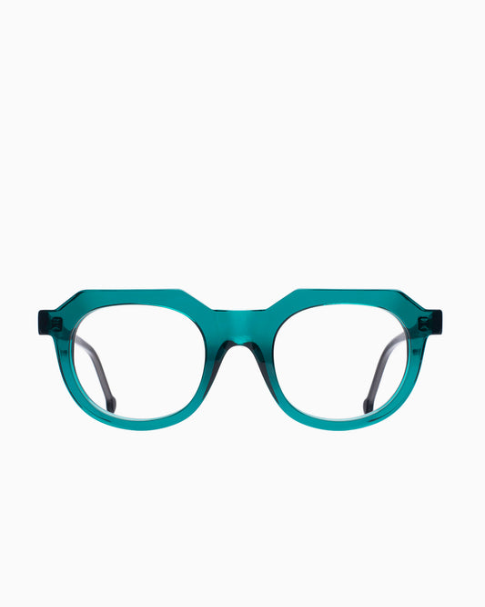 green plastic oval eyeglasses by Marie-Sophie Dion model Boutcheri4.0, front view, lunettes de vue ovale couleur Vert