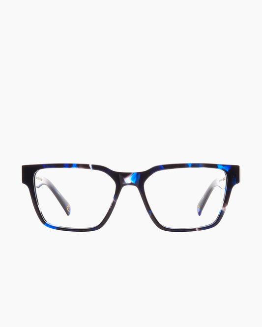 tortoise plastic rectangle eyeglasses by Spectacleeyeworks model Rumi, front view, lunettes de vue rectangle couleur écaille de tortue