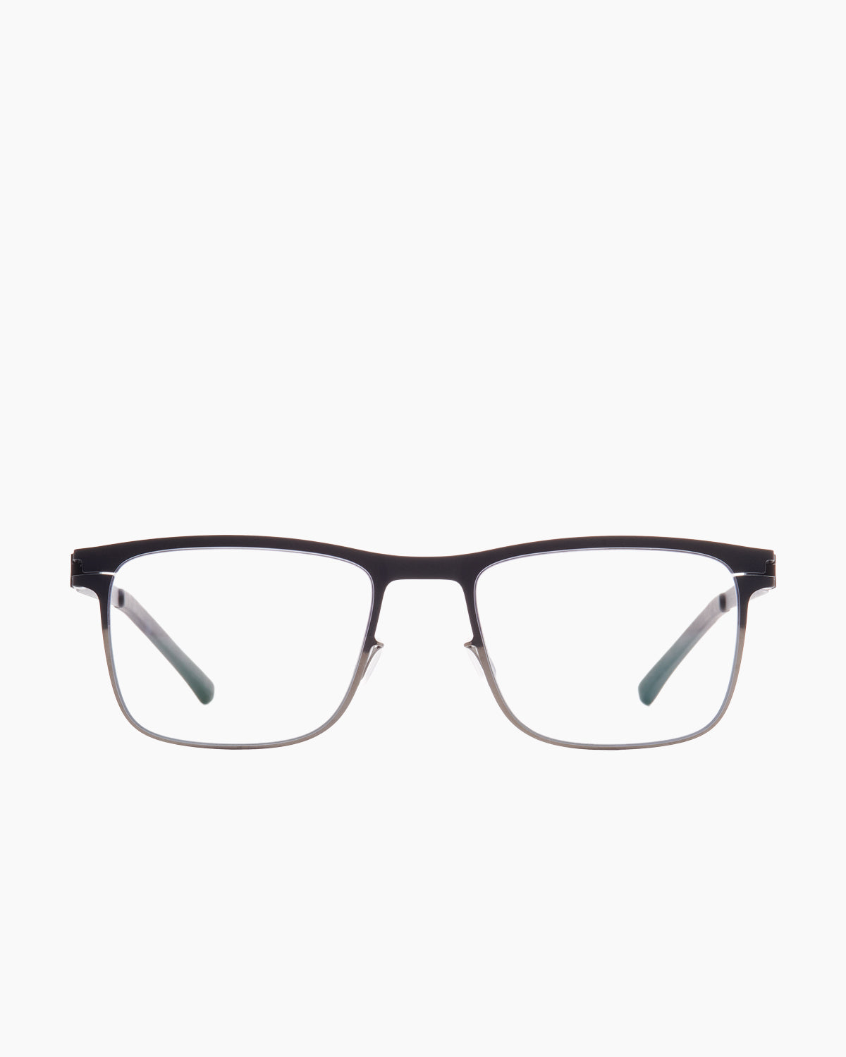 grey metal rectangle eyeglasses by Mykita model Armin, front view, lunettes de vue rectangle couleur gris