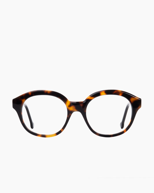 tortoise plastic round eyeglasses by Marie-Sophie Dion model Volkl, front view, lunettes de vue rond couleur écaille de tortue
