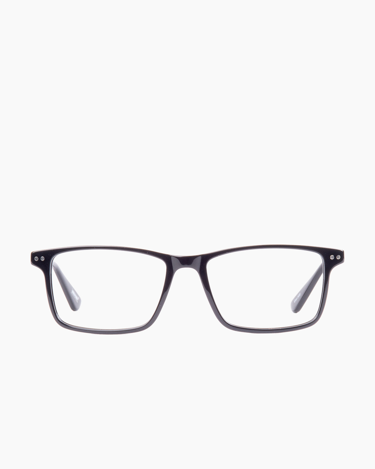black plastic rectangle eyeglasses by Evolve model Willis, front view, lunettes de vue Noir rectangle