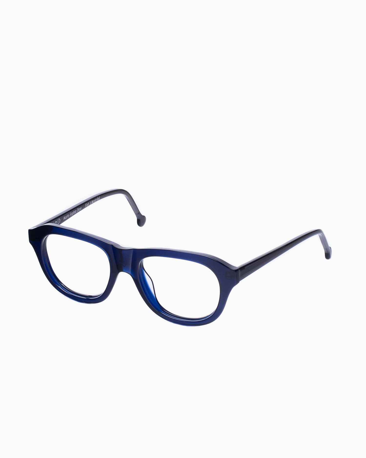 blue plastic aviator eyeglasses by Marie-Sophie Dion model Alain, front view, lunettes de vue Bleu aviateur