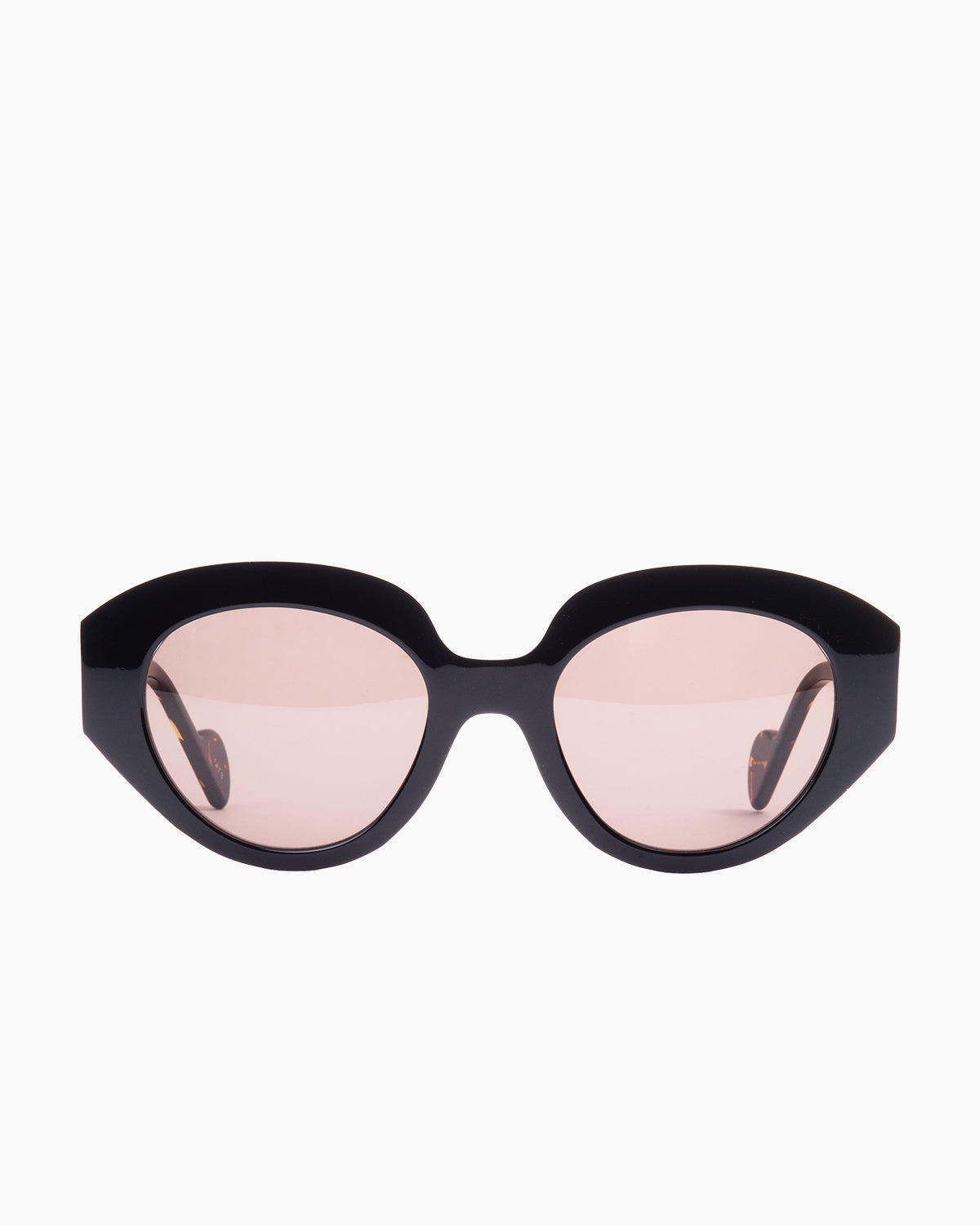 black plastic oval  sunglassesby Anne et Valentin model shirley, front view, lunettes de vue Noir ovale