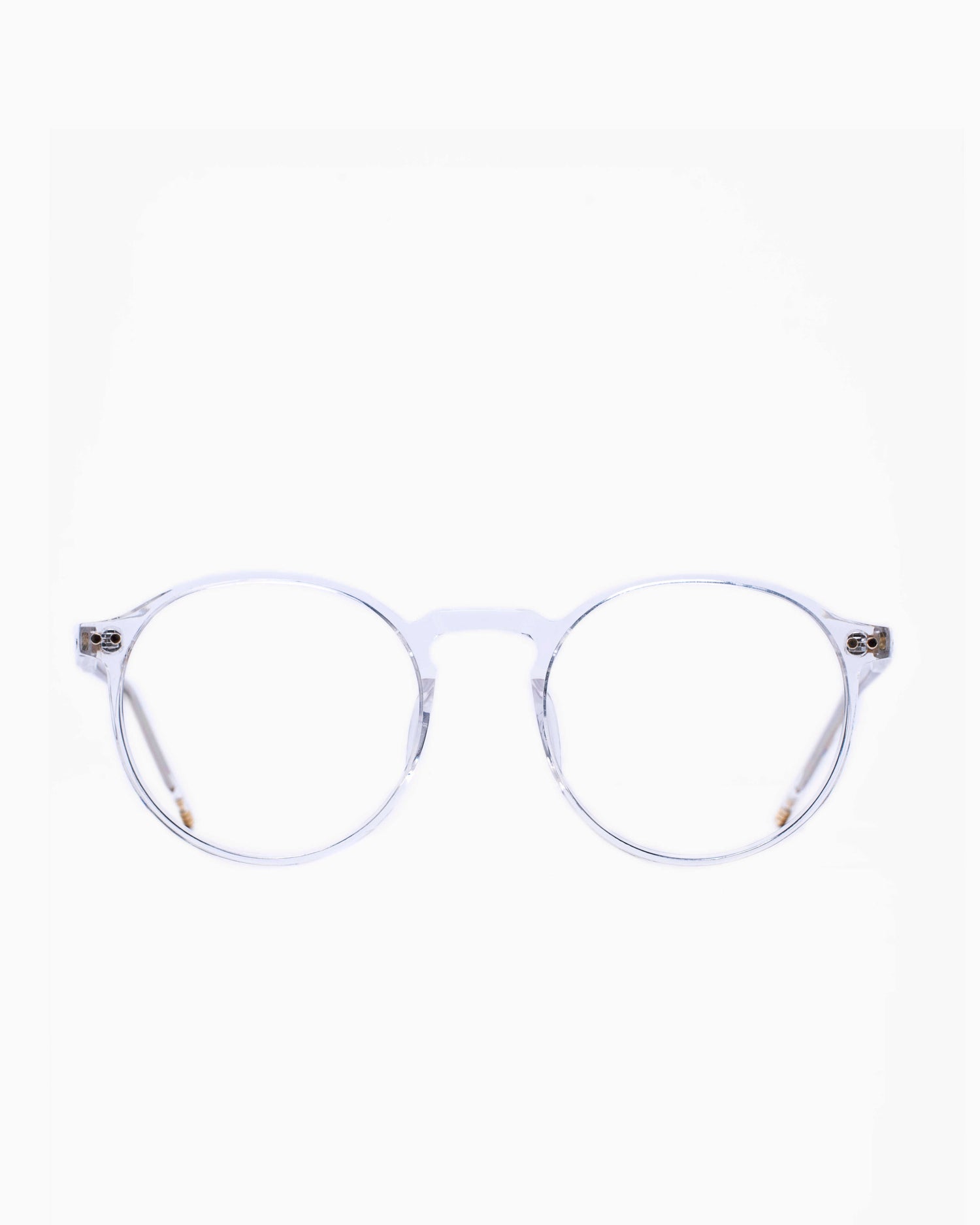 crystal plastic round eyeglasses by William Morris model LN50135, front view, lunettes de vue Cristal rond