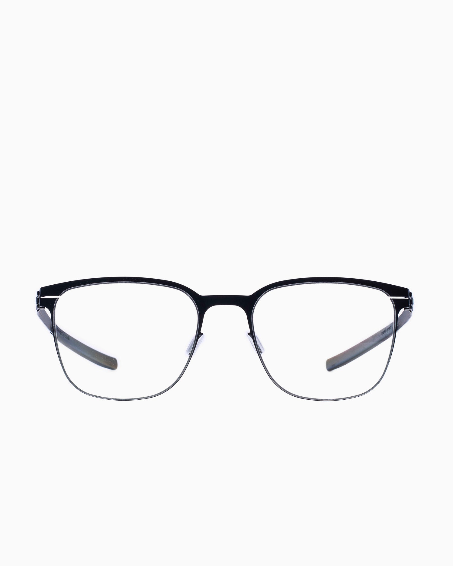 black metal rectangle eyeglasses by Ic Berlin model IchiroI, front view, lunettes de vue Noir rectangle