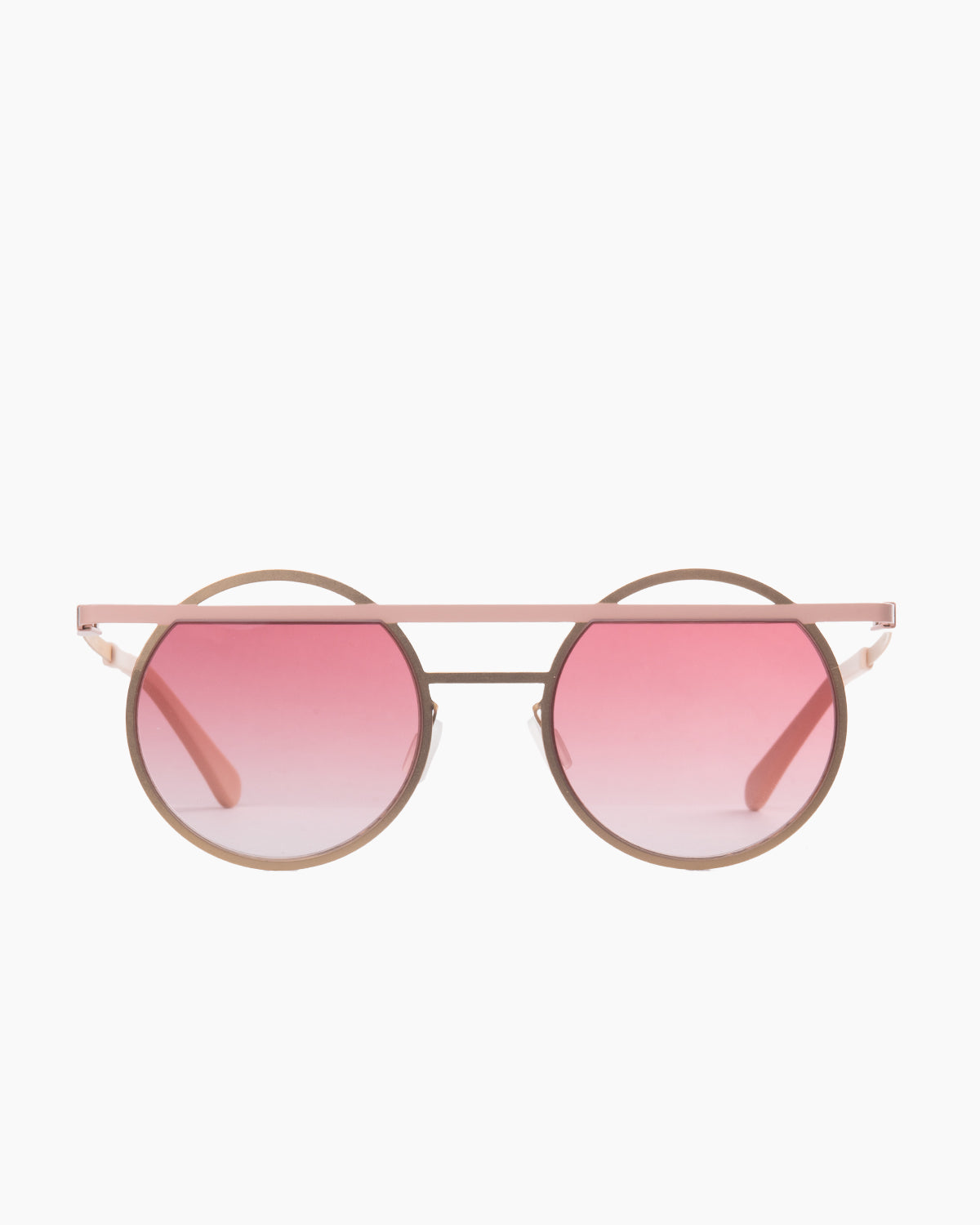 pink metal round  sunglassesby Gamine model NorrebroS, front view, lunettes de vue rose rond