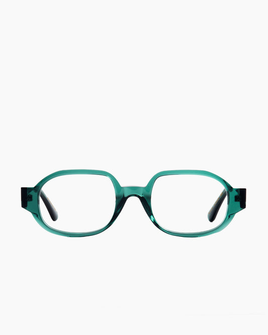 green plastic oval eyeglasses by Gamine model LittleHavana kids, front view, lunettes de vue ovale couleur vert