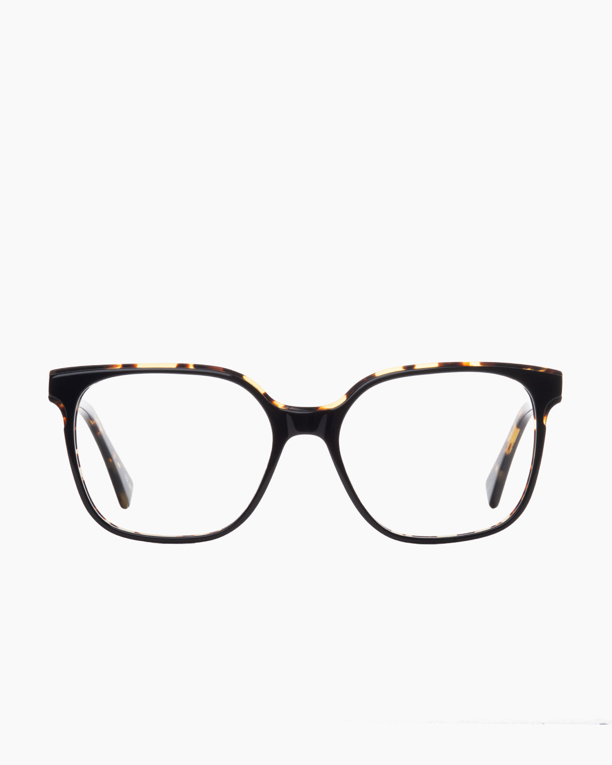 black plastic rectangle eyeglasses by Evolve model Lauren, front view, lunettes de vue noir rectangle